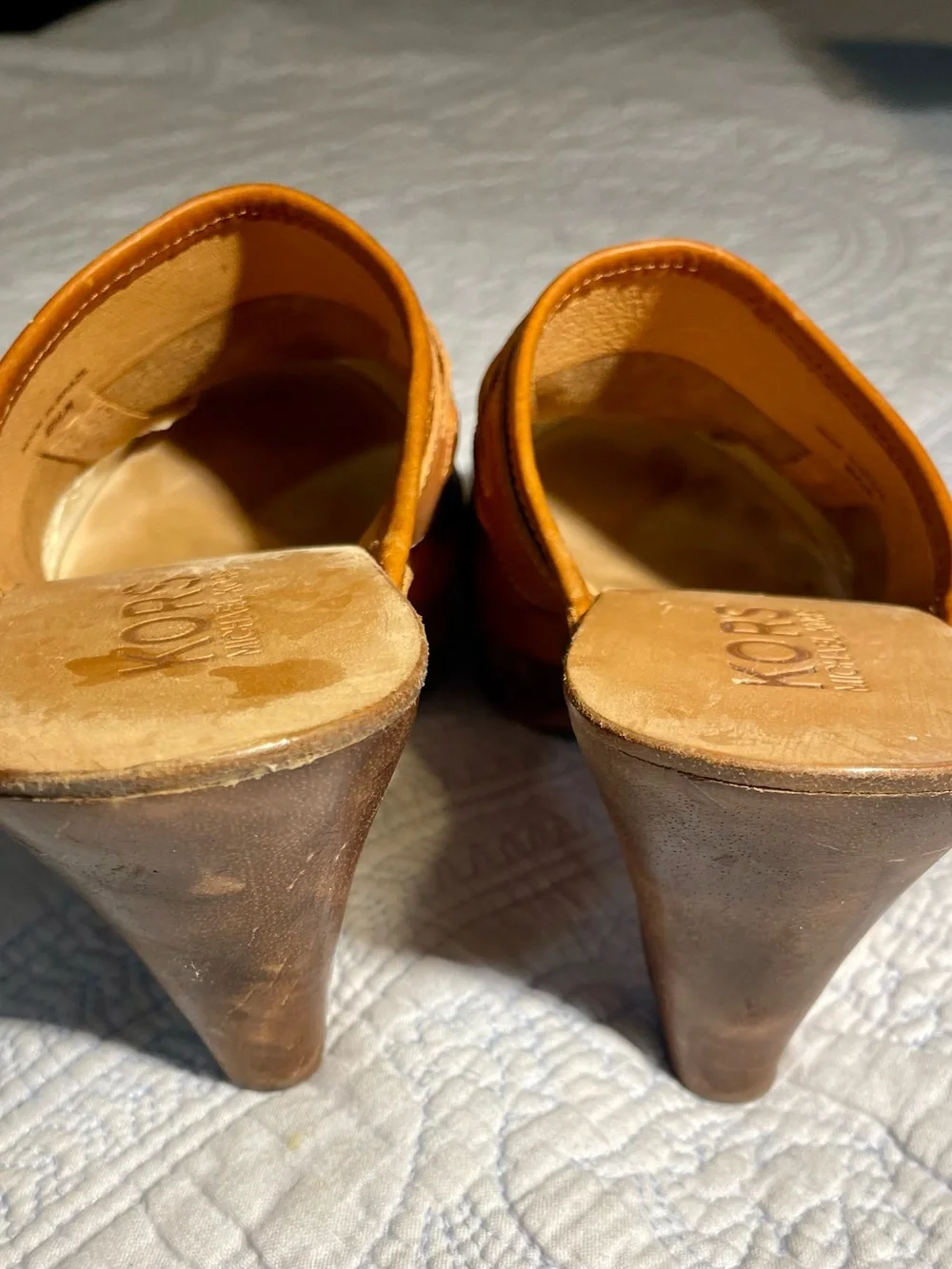 Michael Kors Cognac Leather Slip-On Clog Mules